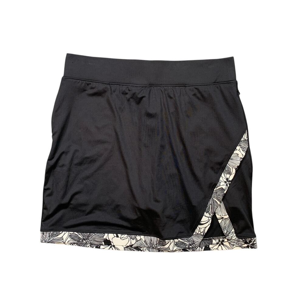 Stella Parker Skort Womens M Medium Black Floral Side Zip Inner Shorts Athletic